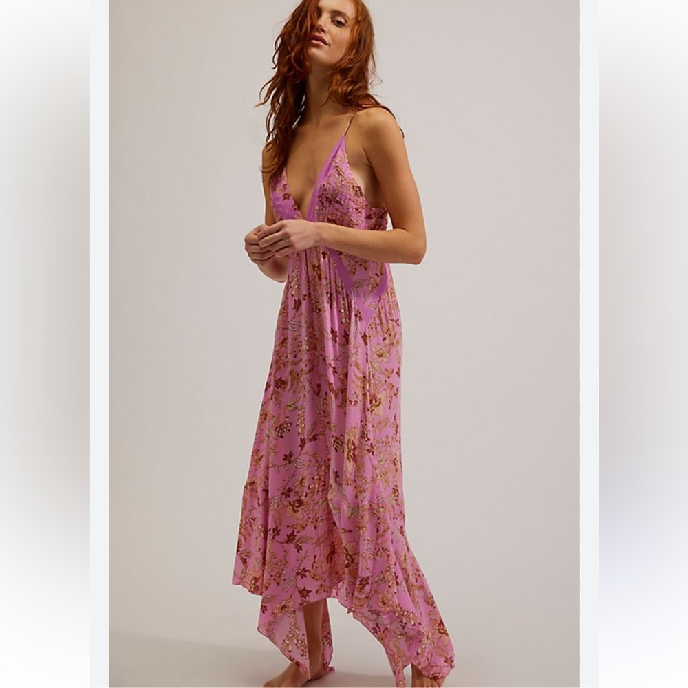 Free People Pink Floral Midi Dress